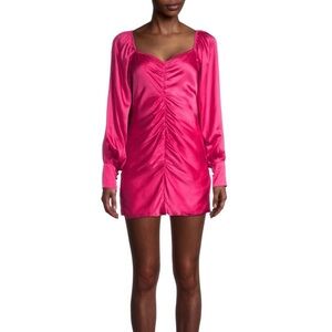 RococoSand Pink Scarlet Gathered Satin Mini Dress NWT